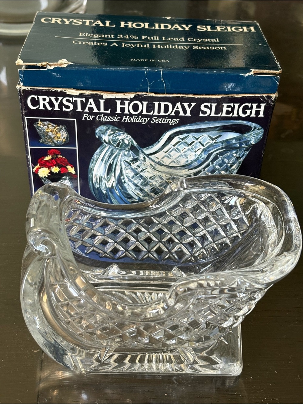 - Clear Lead Crystal Decorative Sleigh